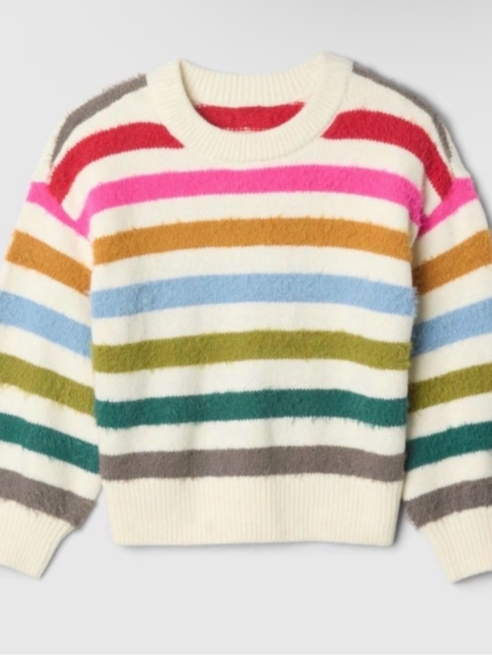 GAP Baby Girls Fuzzy Colorful Rainbow Stripe Sweater